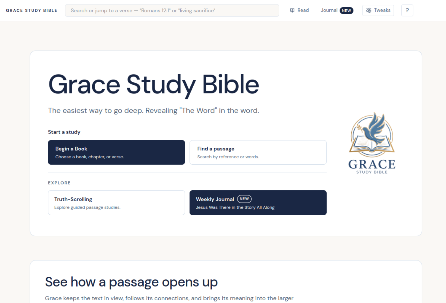 Grace Study Bible website screenshot