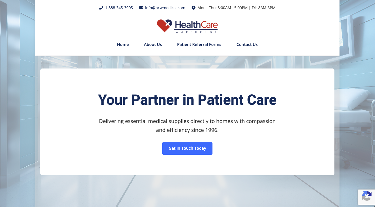 HCW Medical website screenshot