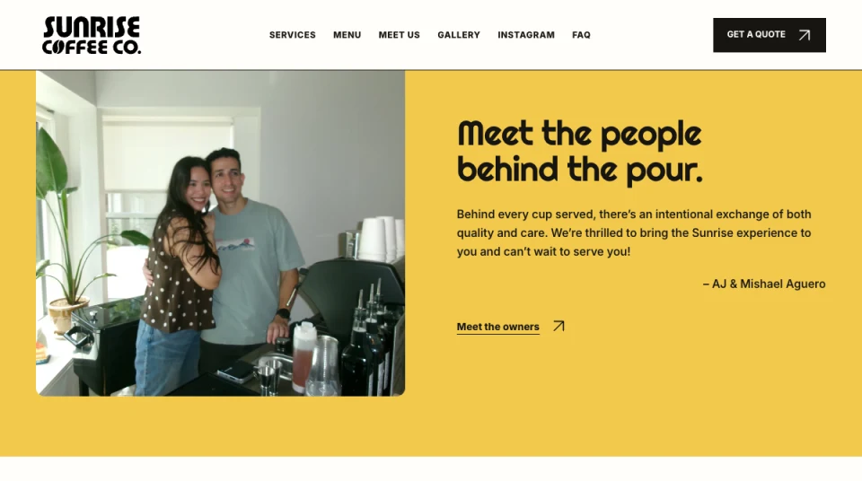 Sunrise Coffee Co. website screenshot